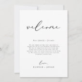 Modern Minimalistisch huwelijksprogramma Welkomstt Kaart (Voorkant)