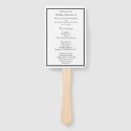 Modern Minimalistisch Huwelijksprogramma Zwart en  Handwaaier