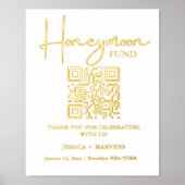 Modern Minimalistisch huwelijksreisfonds QR-code Folie Afdrukken (Voorkant)