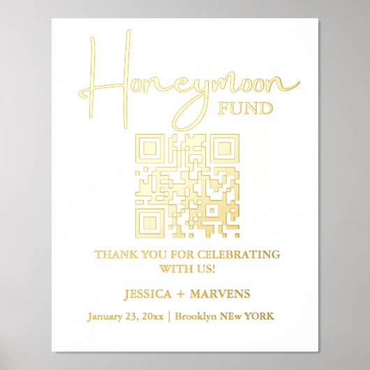 Modern Minimalistisch huwelijksreisfonds QR-code Folie Afdrukken (Voorkant)