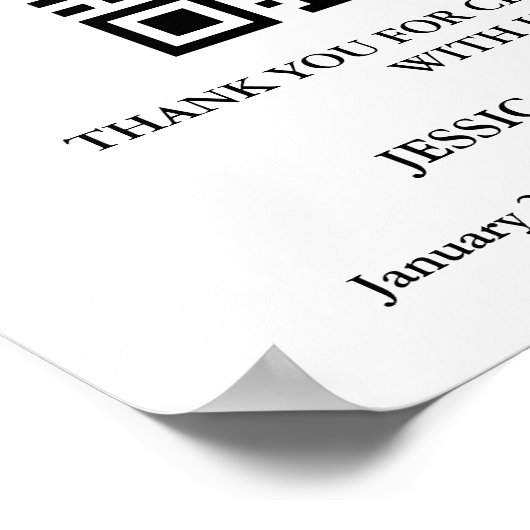 Modern Minimalistisch huwelijksreisfonds QR-code Poster (Hoek)