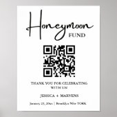 Modern Minimalistisch huwelijksreisfonds QR-code Poster (Voorkant)