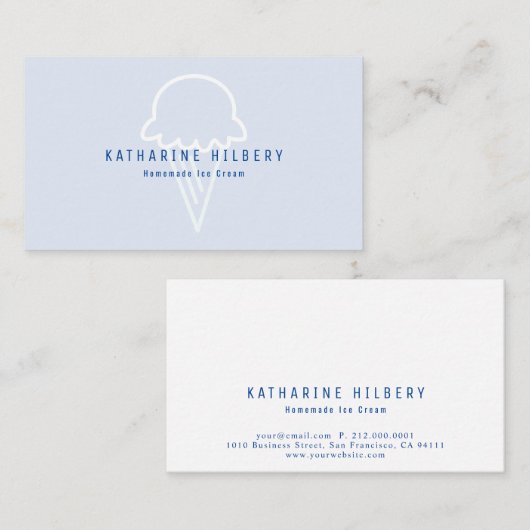 Modern minimalistisch ijsblauw Visitekaartje (Voorkant / Achterkant)