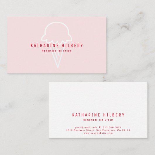 Modern minimalistisch ijsroze Visitekaartje (Voorkant / Achterkant)