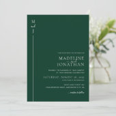 Modern minimalistisch Initiaal Green Photo Wedding Kaart (Staand voorkant)