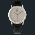 Modern minimalistisch Initiaal Horloge<br><div class="desc">Modern minimalistisch monogram zwart beige monogram Emblem Classic Block Typografie Monogram</div>