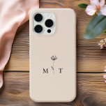 Modern Minimalistisch Initiaal Monogram iPhone 15 Pro Max Hoesje<br><div class="desc">Minimalistisch Modern Initiaal Monogram Telefoonhoesje. Creëer uw eigen gepersonaliseerde iPhone Case met aangepaste initiaal naam en eenvoudige schattige bloemenlijn tekening.</div>