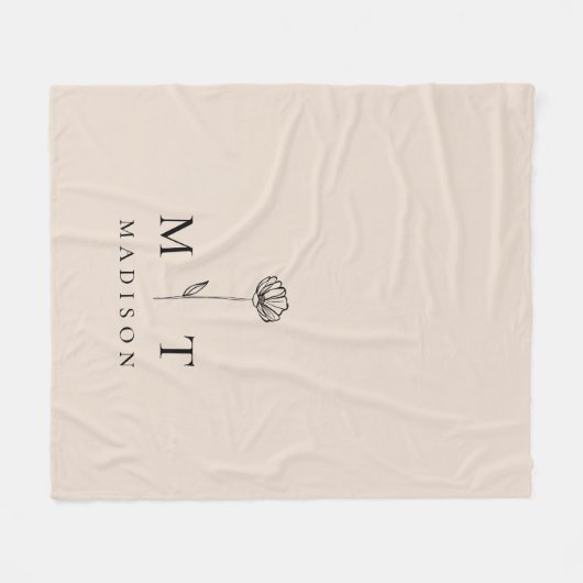 Modern Minimalistisch Initiaal Monogram Fleece Deken (Voorkant (Horizontaal))