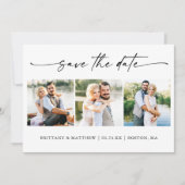 Modern minimalistisch inkpenscript 3 Foto Save The Date (Voorkant)