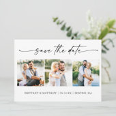 Modern minimalistisch inkpenscript 3 Foto Save The Date (Staand voorkant)