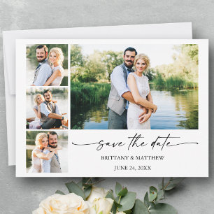 Modern minimalistisch inkt Pen script 4 Foto's Save The Date