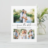 Modern minimalistisch inktscherm 4 Foto Save The Date (Staand voorkant)