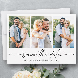 Modern minimalistisch inktscript 3 Foto Save The Date