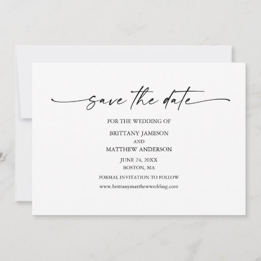 Modern minimalistisch inktscript 3 Foto Save The Date (Achterkant)