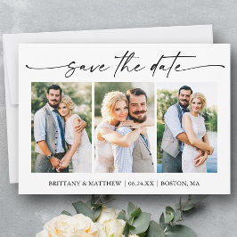 Modern minimalistisch inktscript 3-foto's save the date