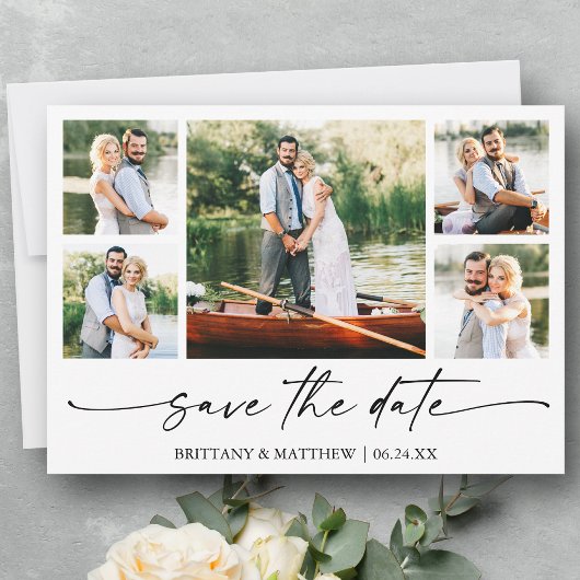 Modern minimalistisch inktscript 5 Foto Save The Date