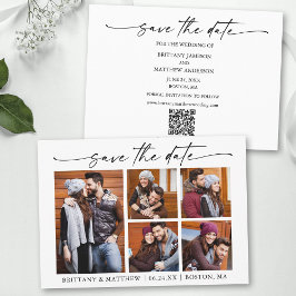 Modern minimalistisch inktscript 5 foto's QR-code Save The Date