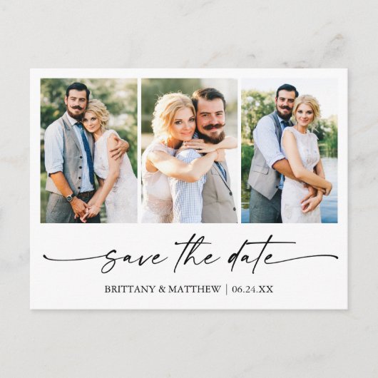 Modern minimalistisch inktscript slaat de foto van briefkaart (Voorkant)