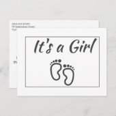 Modern minimalistisch is een meisje aankondiging B Briefkaart (Voorkant / Achterkant)