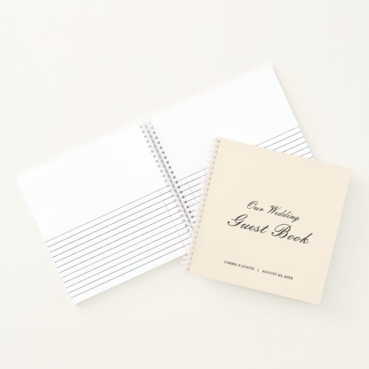 Modern minimalistisch ivoor bruiloft gastenboek notitieboek (Binnen)