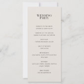 Modern minimalistisch ivoor chique huwelijksprogra (Achterkant)