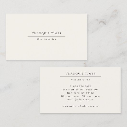 Modern minimalistisch ivoor en zwart visitekaartje (Voorkant / Achterkant)