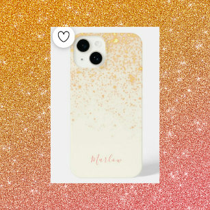 Modern minimalistisch ivoor met gouden glitter iPhone 14 hoesje
