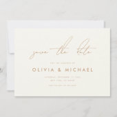 Modern minimalistisch ivoren tan Wedding Save the Date (Voorkant)