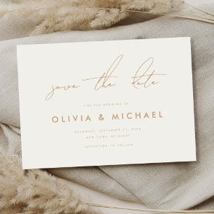 Modern minimalistisch ivoren tan Wedding Save the  Date