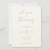 Modern minimalistisch Ivory Tan Wedding Kaart (Voorkant)