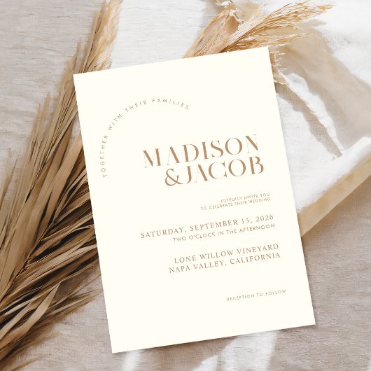 Modern minimalistisch Ivory Tan Wedding Kaart