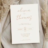 Modern minimalistisch Ivory Tan Wedding Kaart