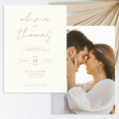 Modern minimalistisch Ivory Tan Wedding Kaart