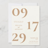 Modern minimalistisch Ivory Tan Wedding Save The Date (Voorkant)