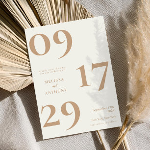 Modern minimalistisch Ivory Tan Wedding Save The Date