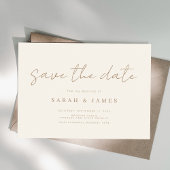 Modern minimalistisch Ivory Tan Wedding Save The Date