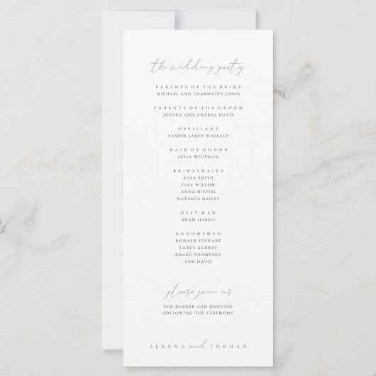 Modern minimalistisch Ivory Wedding Ceremony-progr (Achterkant)