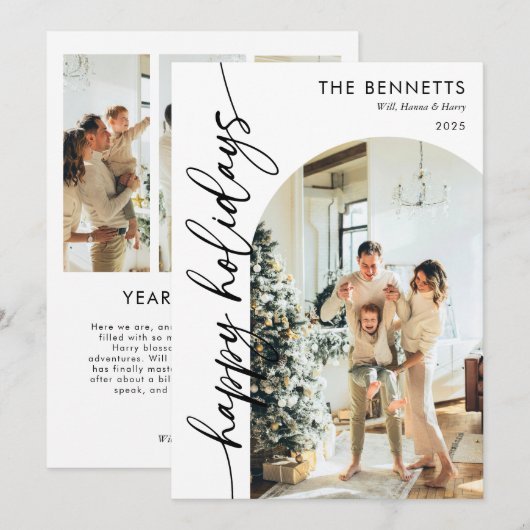 Modern minimalistisch jaar in Review boogfoto Feestdagenkaart (Voorkant / Achterkant)