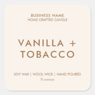 Modern minimalistisch kaarsenetiket vierkante sticker