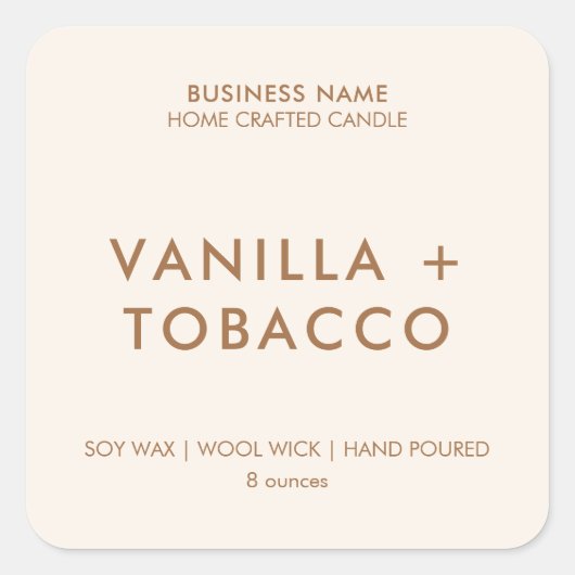 Modern minimalistisch kaarsenetiket vierkante sticker (Voorkant)