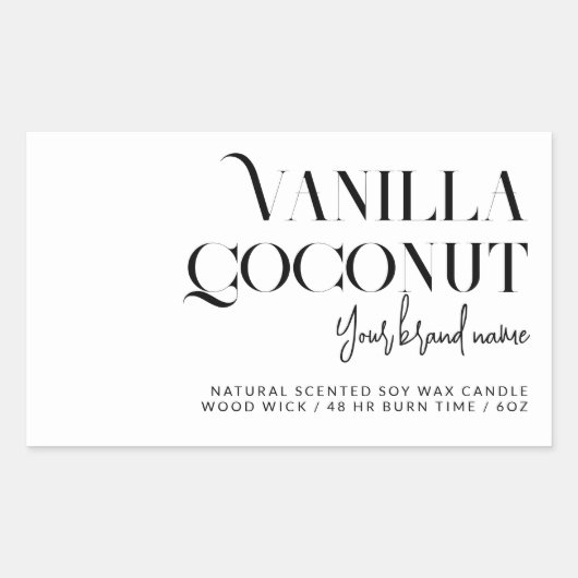 Modern minimalistisch kaarsenlabel rechthoekige sticker (Voorkant)