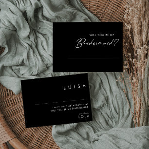 Modern minimalistisch Kaart Zwarte Bridesmaid-vo