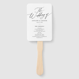 Modern minimalistisch kalligrafie bruiloft program handwaaier