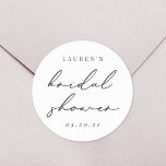 Modern minimalistisch kalligrafie Vrijgezellenfees Ronde Sticker<br><div class="desc">Op maat ontworpen vrijgezellenfeesten stickers en labels met een modern,  elegant ontwerp van zwarte kalligrafie.</div>