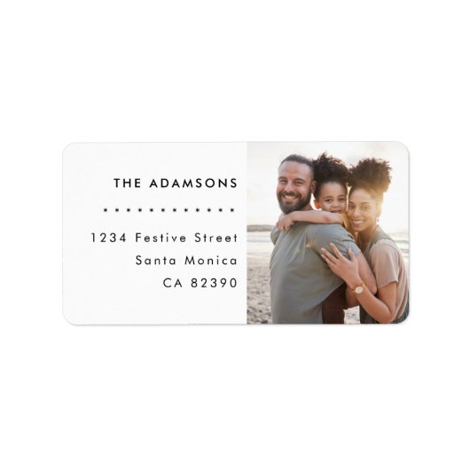 Modern minimalistisch kerst foto retour adres etiket (Voorkant)