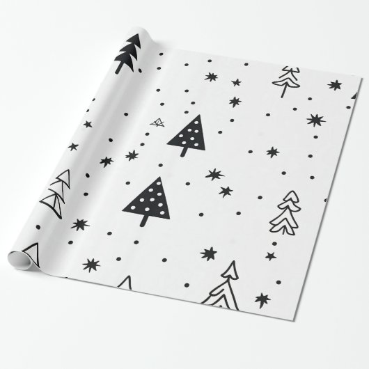 Modern minimalistisch kerstboominpakpapier cadeaupapier (Uitgerold)