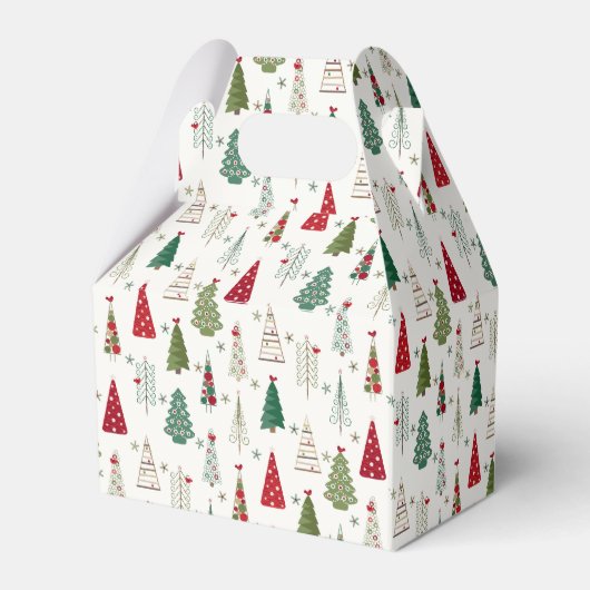 Modern minimalistisch kerstboompatroon rood groen bedankdoosjes (Achterkant)