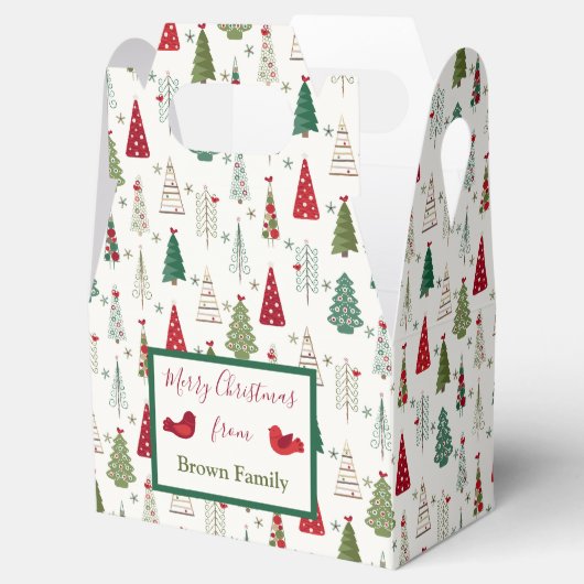 Modern minimalistisch kerstboompatroon rood groen bedankdoosjes (Geopend)