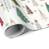 Modern minimalistisch kerstboompatroon rood groen cadeaupapier (Rol Hoek)