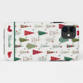 Modern minimalistisch kerstboompatroon rood groen Case-Mate iPhone case (Achterkant (horizontaal))